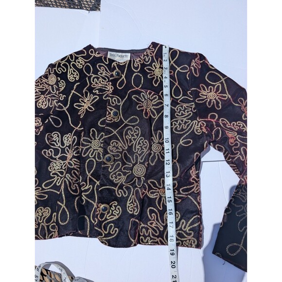 Vintage Velvet Jacket Buttons Embroidered Fancy Party Tres Paquette M USA - Picture 8 of 9